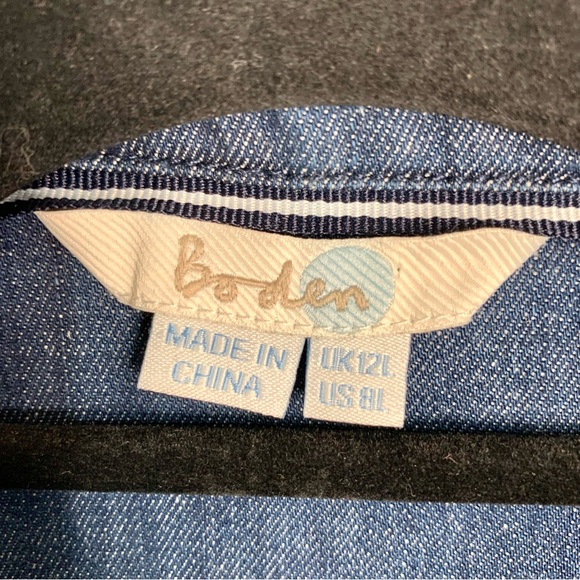 Boden Lola Denim Shirt Dress Sz 8L Long Sleeve Collared Pockets Stretch Casual - Picture 10 of 11